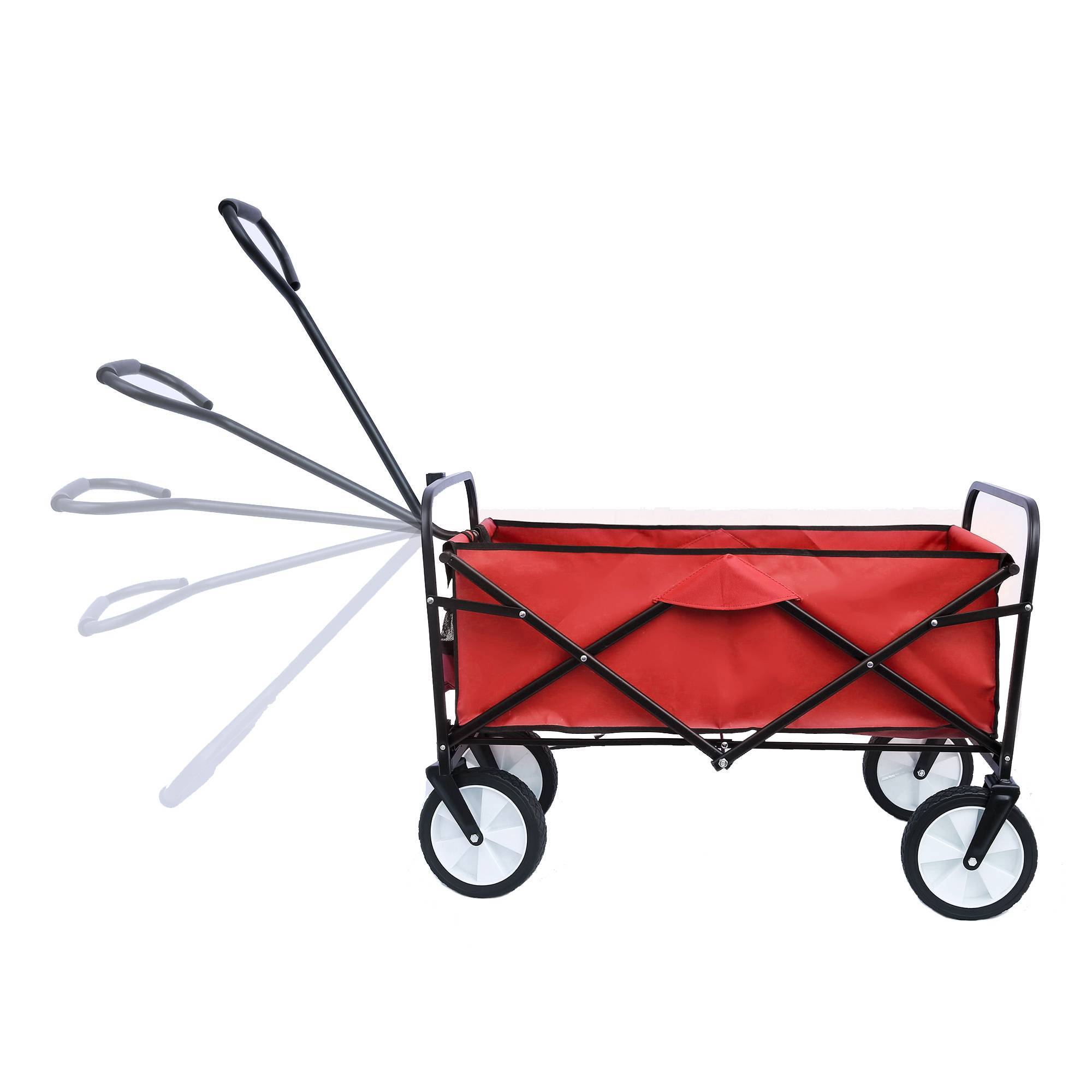 Folding Wagon Garden Shopping Beach Cart Red - Outdoor Chilling