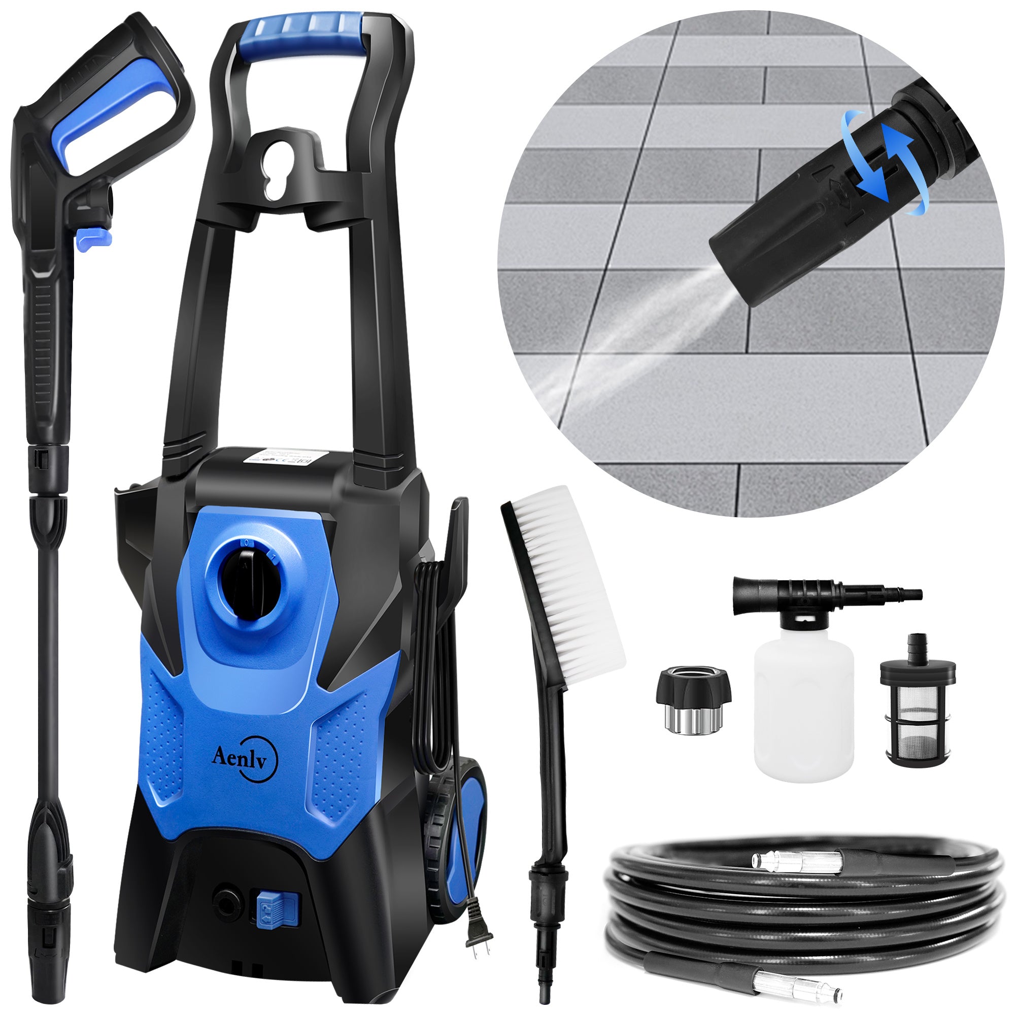 Electric High-pressure Cleaning Machine, Electric Powerful Cleaning Machine With Rotating Nozzle, 3200 PSI Maximum 2.2 GPM High-pressure Cleaning Machine, With Foam Monitor, Powerful Cleaning Machine - Outdoor Chilling