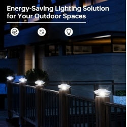 6 Pack Outdoor Solar Poat Cap Lights Cold White IP65 Waterproof For 4x4 5x5 6x6 Wood Posts In Garden Decor White - Outdoor Chilling