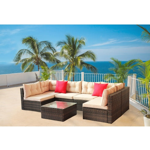Patio Furniture Set PE Rattan Sectional Garden Furniture Corner Sofa Set - Outdoor Chilling