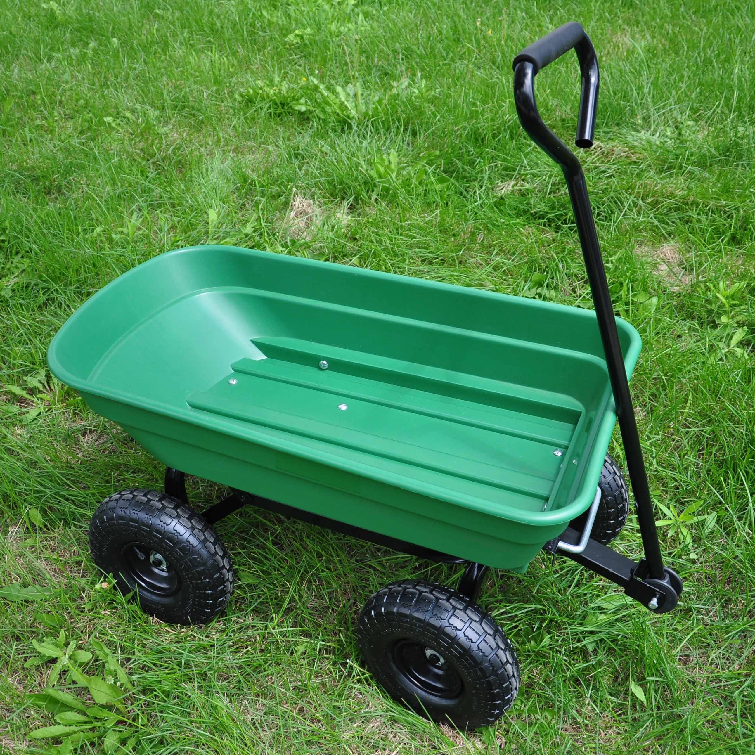 Folding Garden Dump Cart With Steel Frame And 10-in., 300-Pound Capacity - Outdoor Chilling