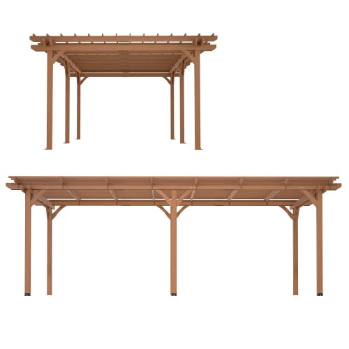 12 X 16 Outdoor Gazebo Wooden Grape Pergola For Climbing Plant Support, Garden, Terrace, Backyard, Deck, Brown - Outdoor Chilling