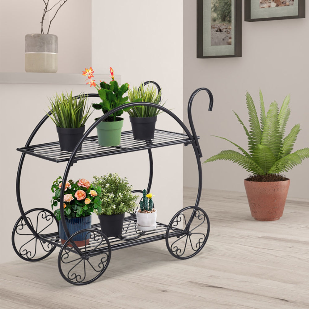 Heavy Duty Metal Flower Cart Plant Stand - Outdoor Chilling