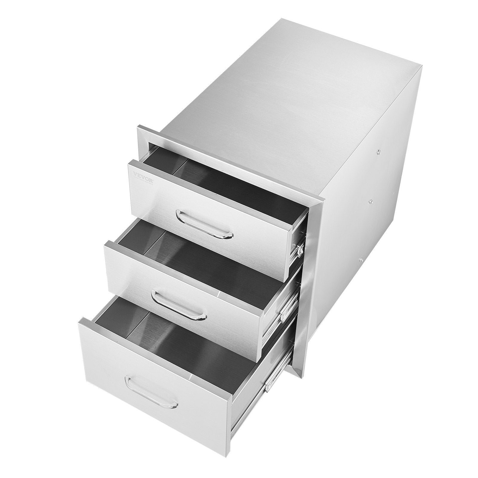 VEVOR 18x20.5 Inch Outdoor Kitchen Stainless Steel Triple Access BBQ Drawers With Chrome Handle, 18 X20.5 X 23 Inch - Outdoor Chilling