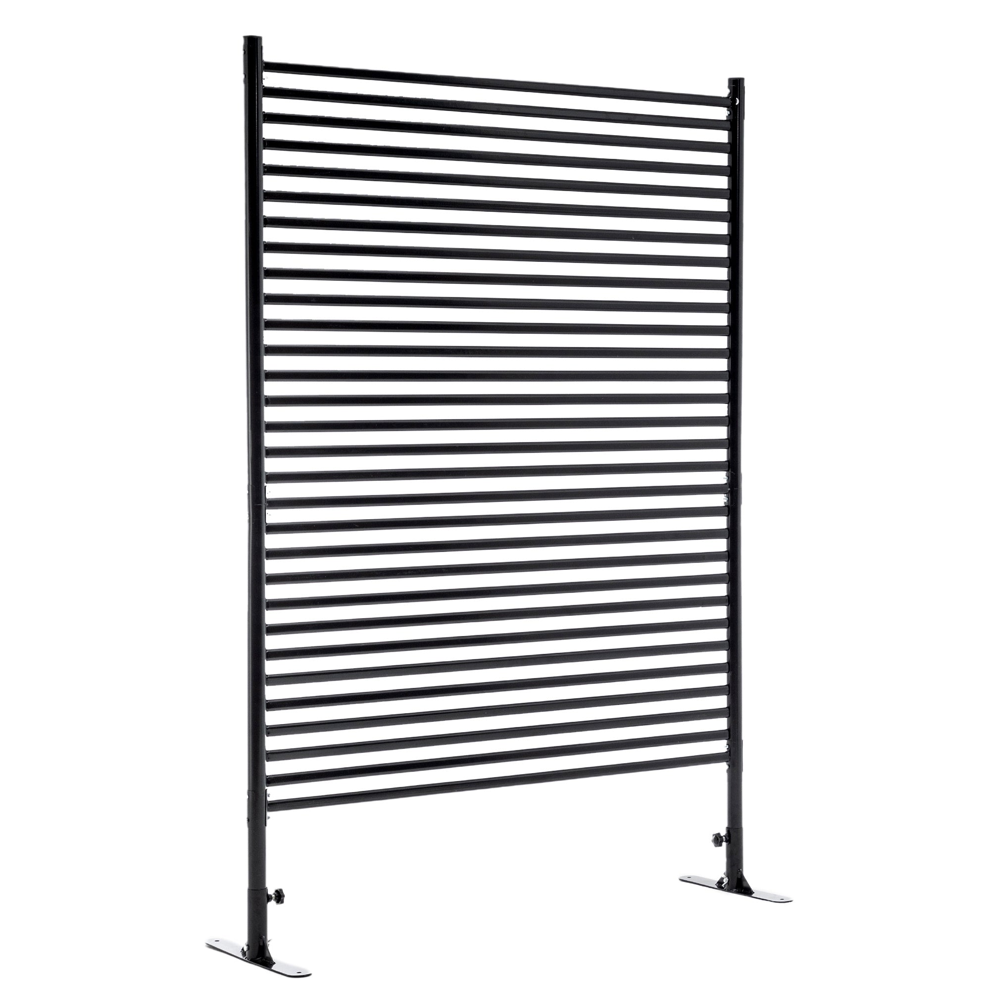 71.26''x46.65'' Outdoor Privacy Screens Freestanding,Metal Privacy Fence Panels For Outside, Slatted Privacy Screens With Stand,Black - Outdoor Chilling