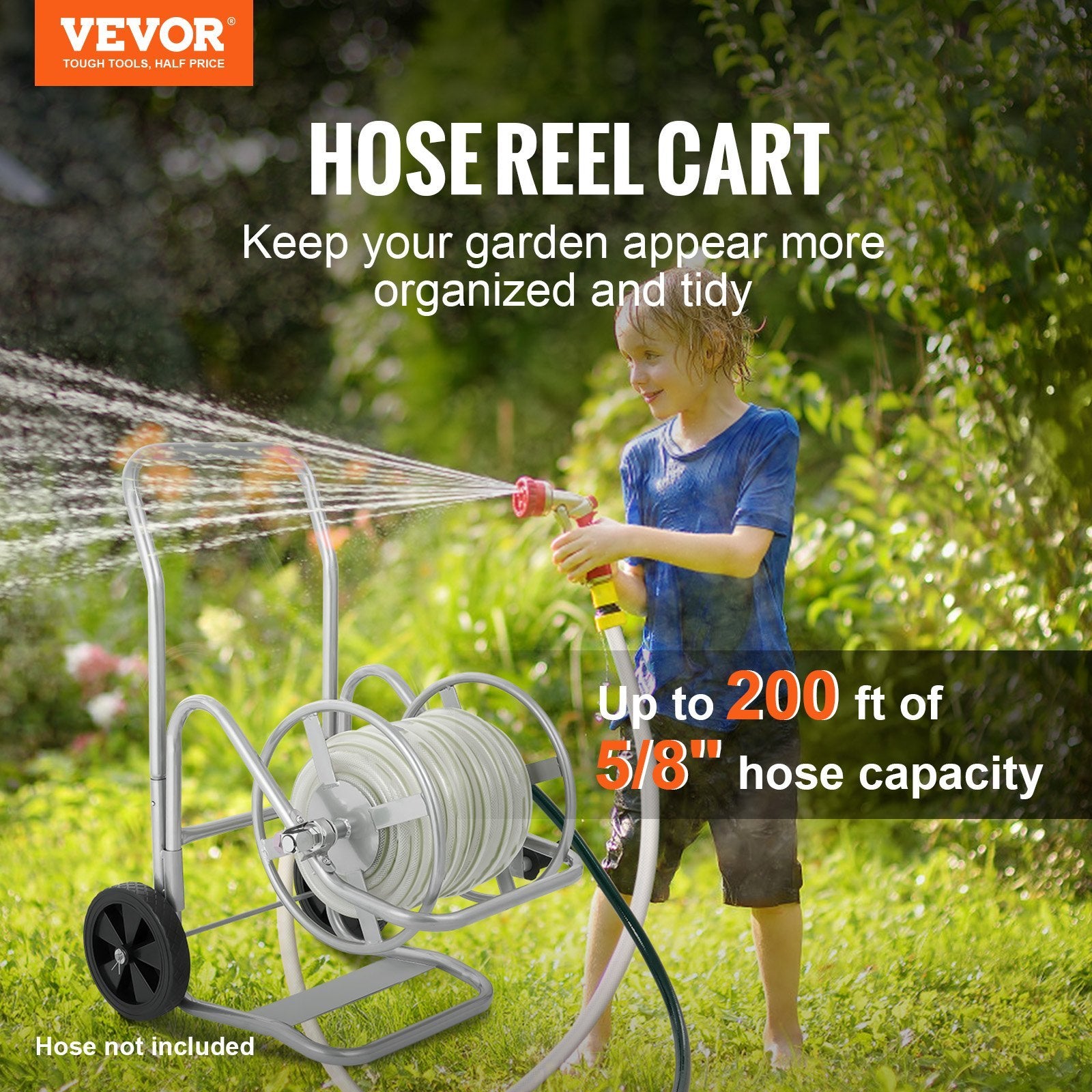 Hose Reel Cart 200ft. Heavy Duty Garden Water Yard Planting W Wheels