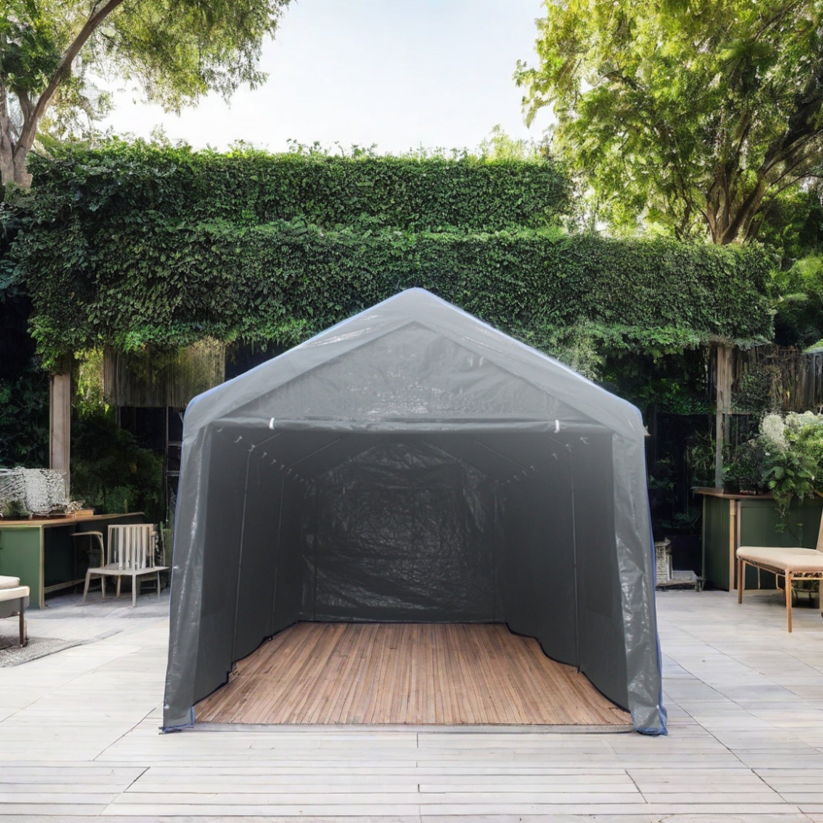 10x20ft Gazebo Party Tent Heavy Duty Canopy Carport Outdoor Portable Garage Grey - Outdoor Chilling