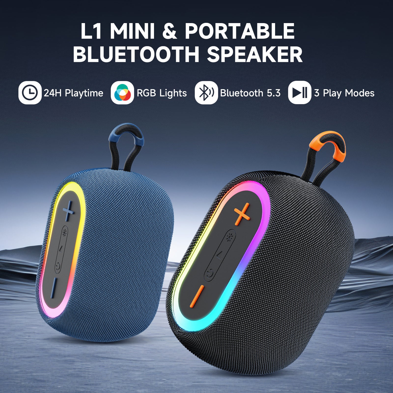 JYX L1Black Portable Bluetooth Speaker & Mini Wireless Speaker With DJ Lights Rich Stereo Bass Aux & IPX7 Waterproof Outdoor Speaker - Outdoor Chilling