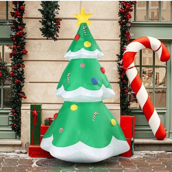 6.9 FT Lighted Christmas Inflatable Decoration, Inflatable Christmas Tree, Blow Up Yard Decorations With Built-in LED Lights For Holiday Party Front Yard Lawn Garden Decor - Outdoor Chilling