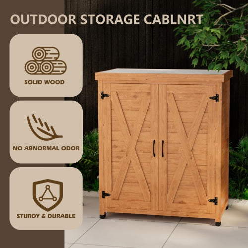 Potted Stool With Locker And Metal Tabletop For Outdoor Patio, Outdoor Workstation Table - Outdoor Chilling