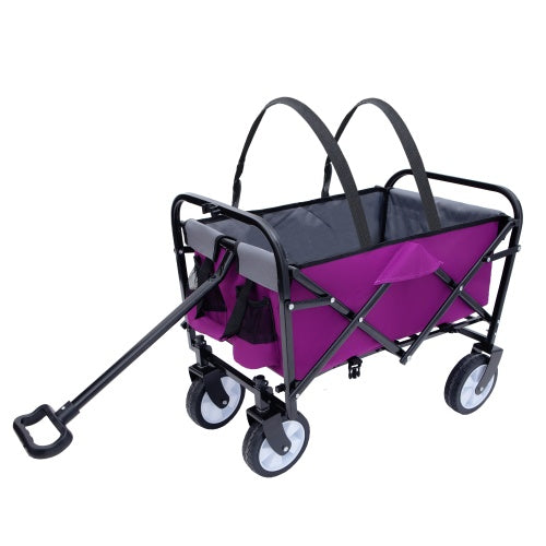 Minimeetall Strap Collapsible Foldable Wagon Cart With Strapping System, Beach Wagon, Utility Cart, Utility Wagon Grocery Cart For Camping Shopping Sports Gardening Fishing Supports 225lbs - Outdoor Chilling