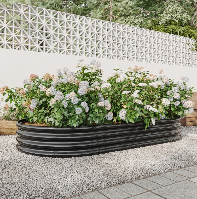 Oval Metal Elevated Garden Bed - Outdoor Chilling