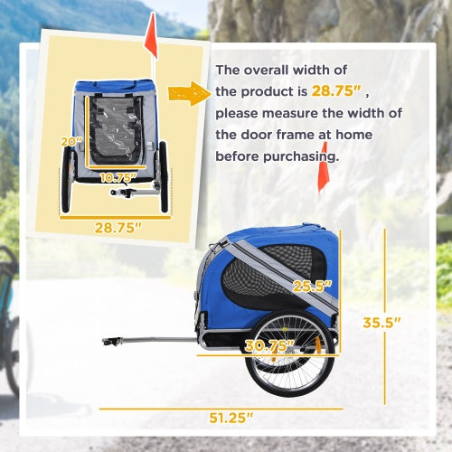 Aosom Dog Bike Trailer Pet Cart Bicycle Wagon Cargo Carrier Attachment For Travel With 3 Entrances Large Wheels For Off-Road & Mesh Screen - Outdoor Chilling