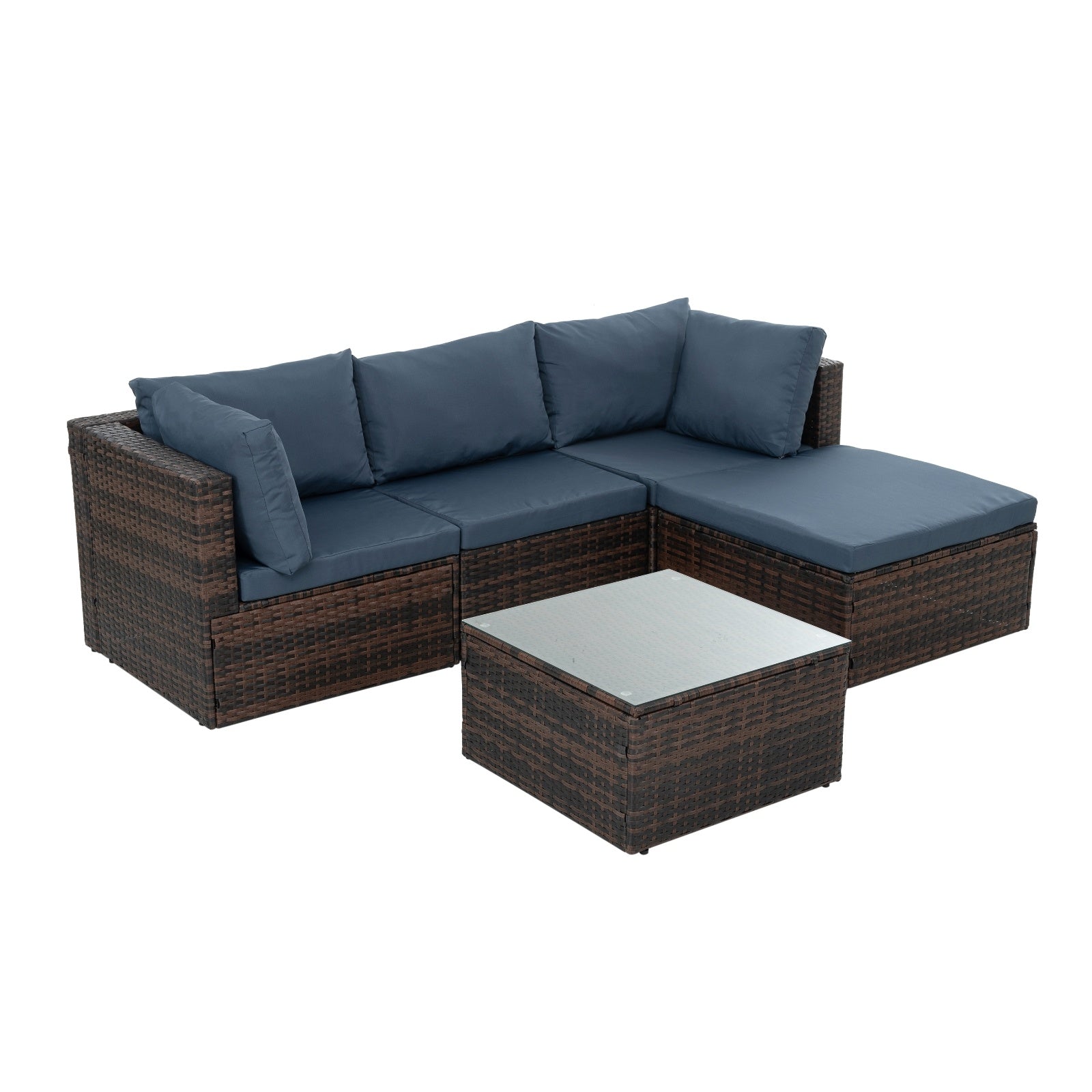 Patio Furniture, Outdoor Furniture, Seasonal PE Wicker Furniture, 5 Set Wicker Furniture With Temper - Outdoor Chilling