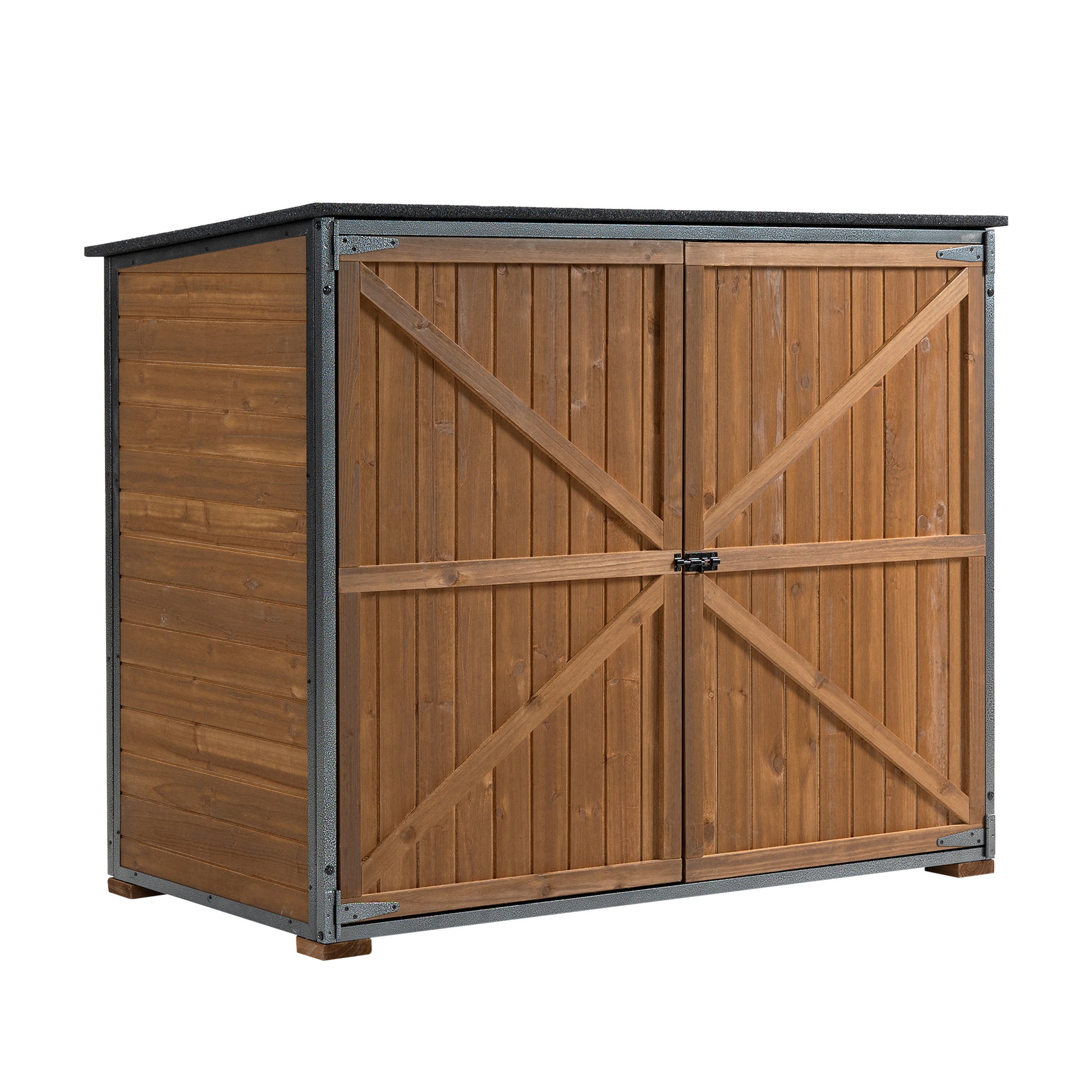 Outdoor Storage Cabinet 50.4L X 26.8W X 41H Ft Garden Shed Tool Shed With Metal Frame Structure For Garden Patio Lawn Brown - Outdoor Chilling