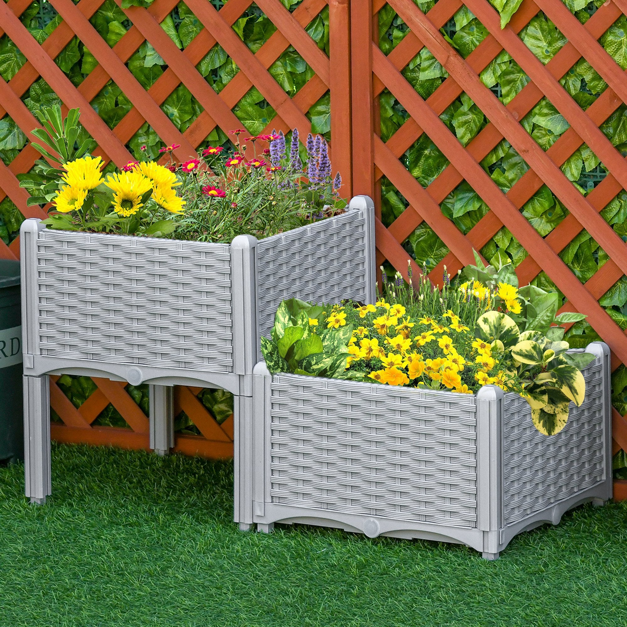 2-Piece Raised Garden Bed With Legs, Self-Watering Planter Box Raised Bed To Grow Flowers - Outdoor Chilling