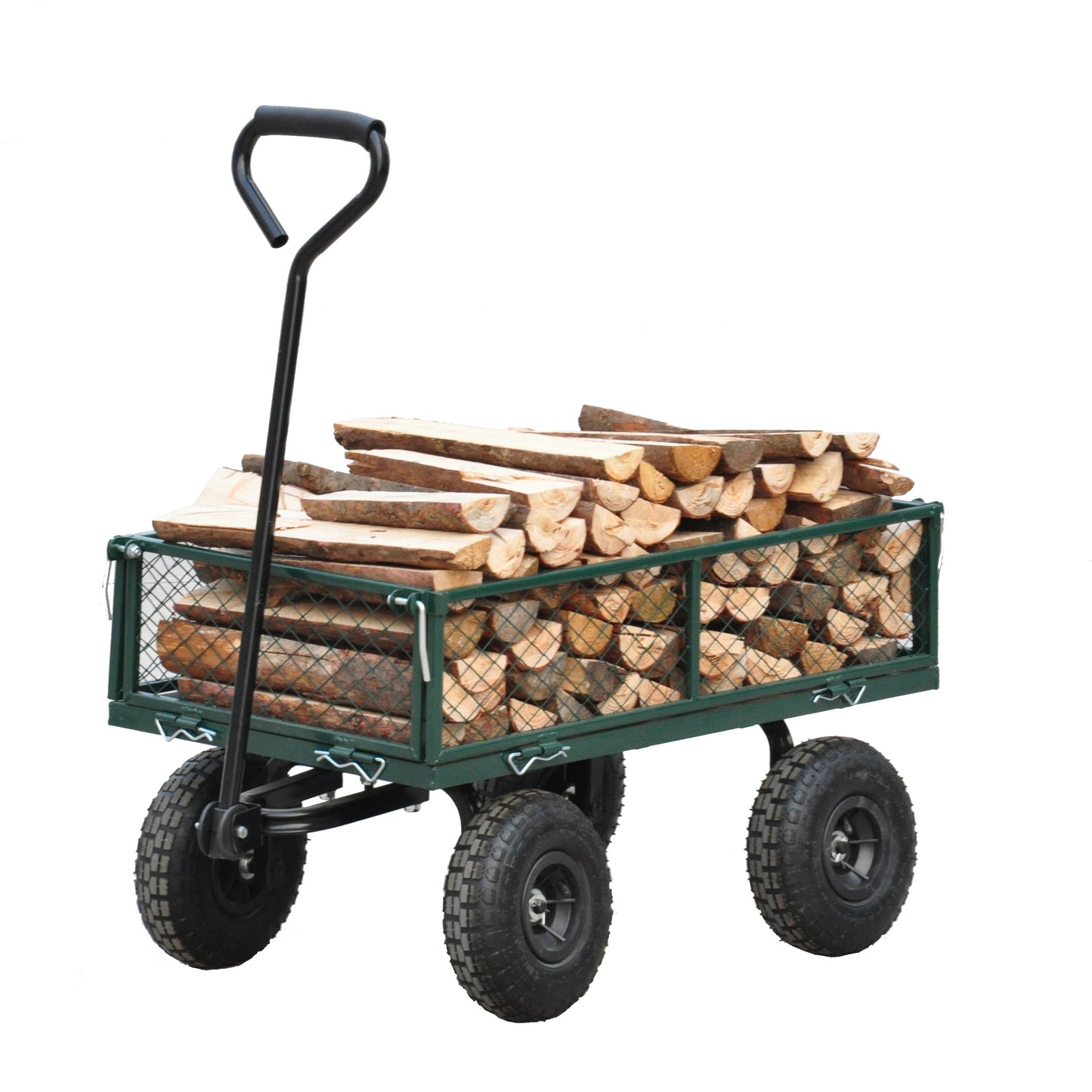Wagon Garden Cart 660 Lbs 410 3.50 4 Air Tires Steel Garden Cart With Rotating Handle And Removable Sides, Capacity Utility Heavy Duty Garden Cart And Wagon - Outdoor Chilling