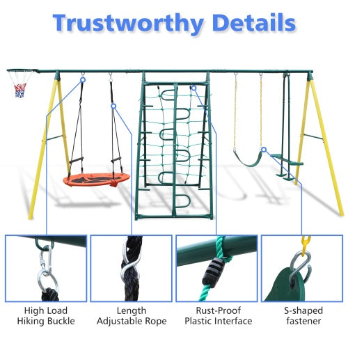 Indoor Outdoor Metal Swing Set With Safety Belt - Outdoor Chilling