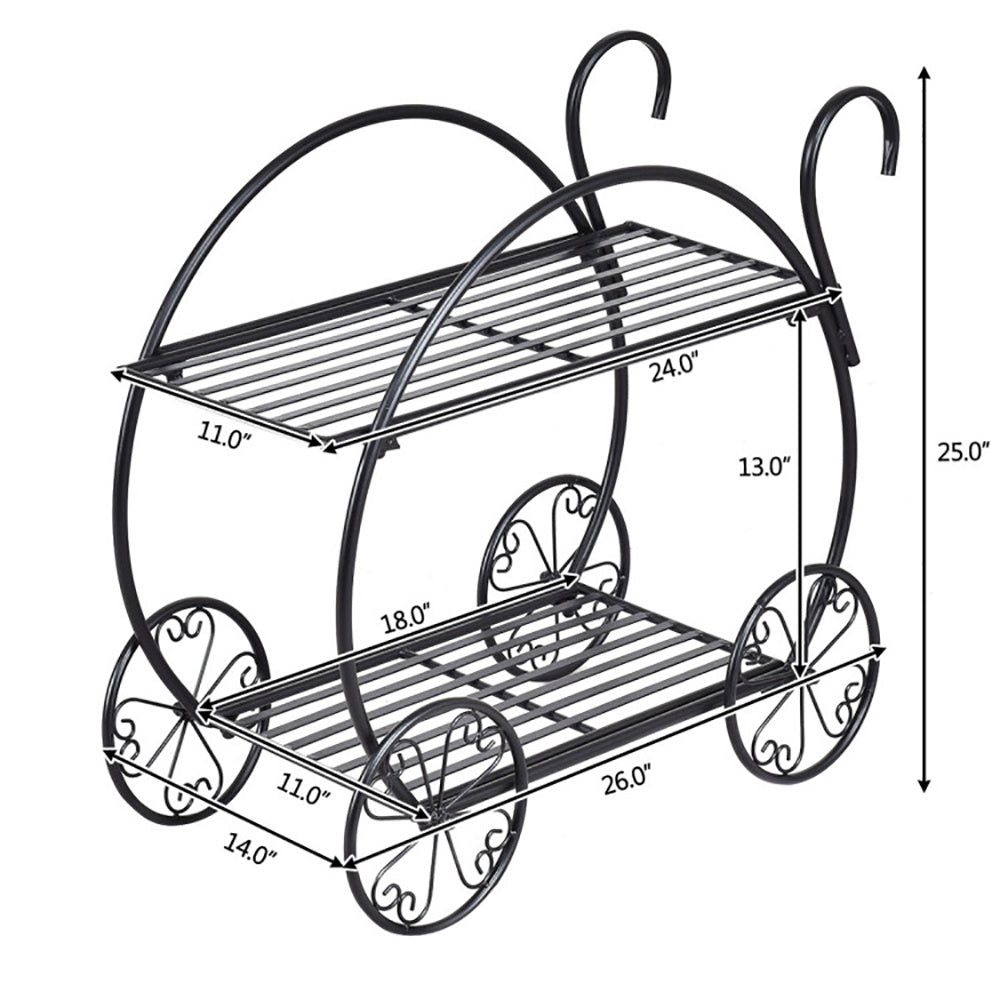 Heavy Duty Metal Flower Cart Plant Stand - Outdoor Chilling