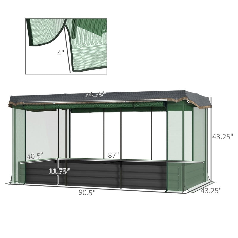 Galvanized Steel Planter Box With Crop Cage And Shade Cloth, Raised Garden Bed For Flowers, Veggies And Herbs, Gray - Outdoor Chilling