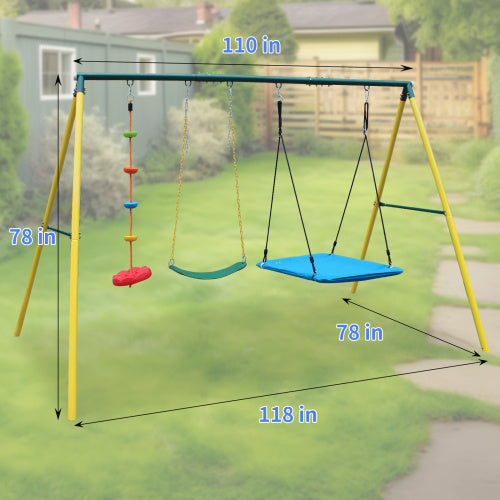 Indoor Outdoor Metal Swing Set With Safety Belt For - Outdoor Chilling