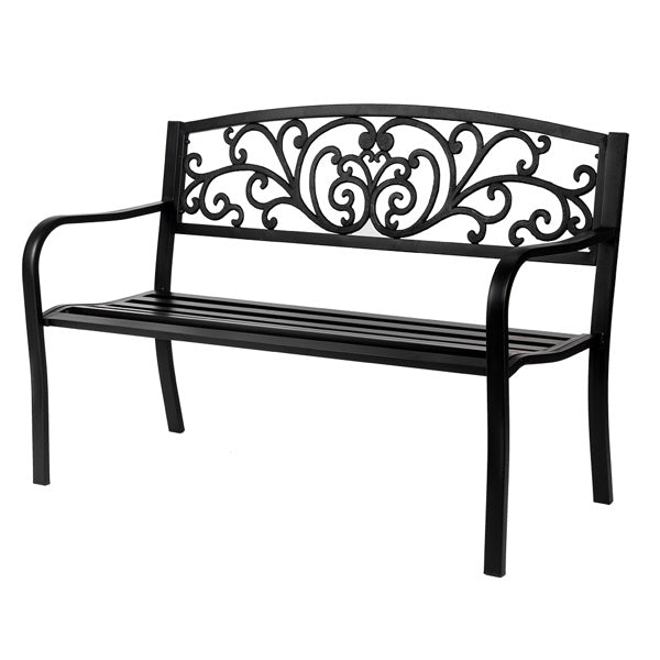 50 Inch PVC Butterfly Backrest Black Iron Bench - Outdoor Chilling