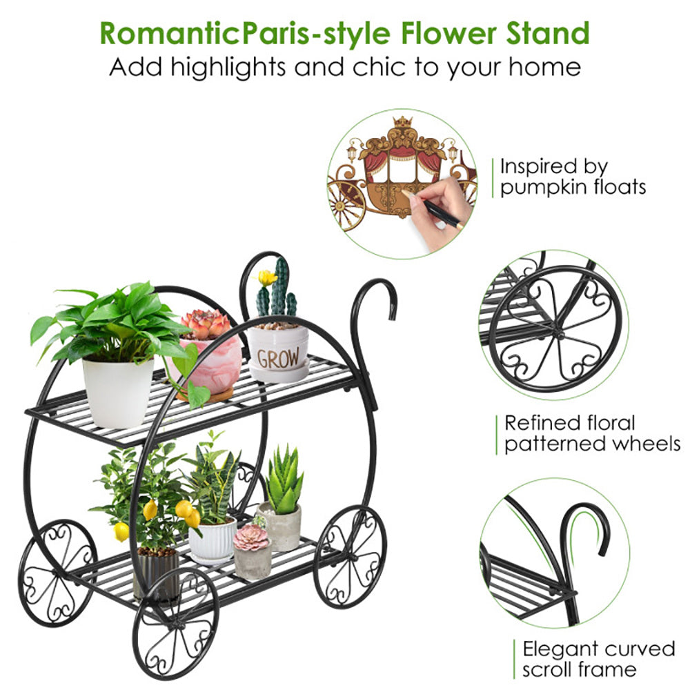 Heavy Duty Metal Flower Cart Plant Stand - Outdoor Chilling