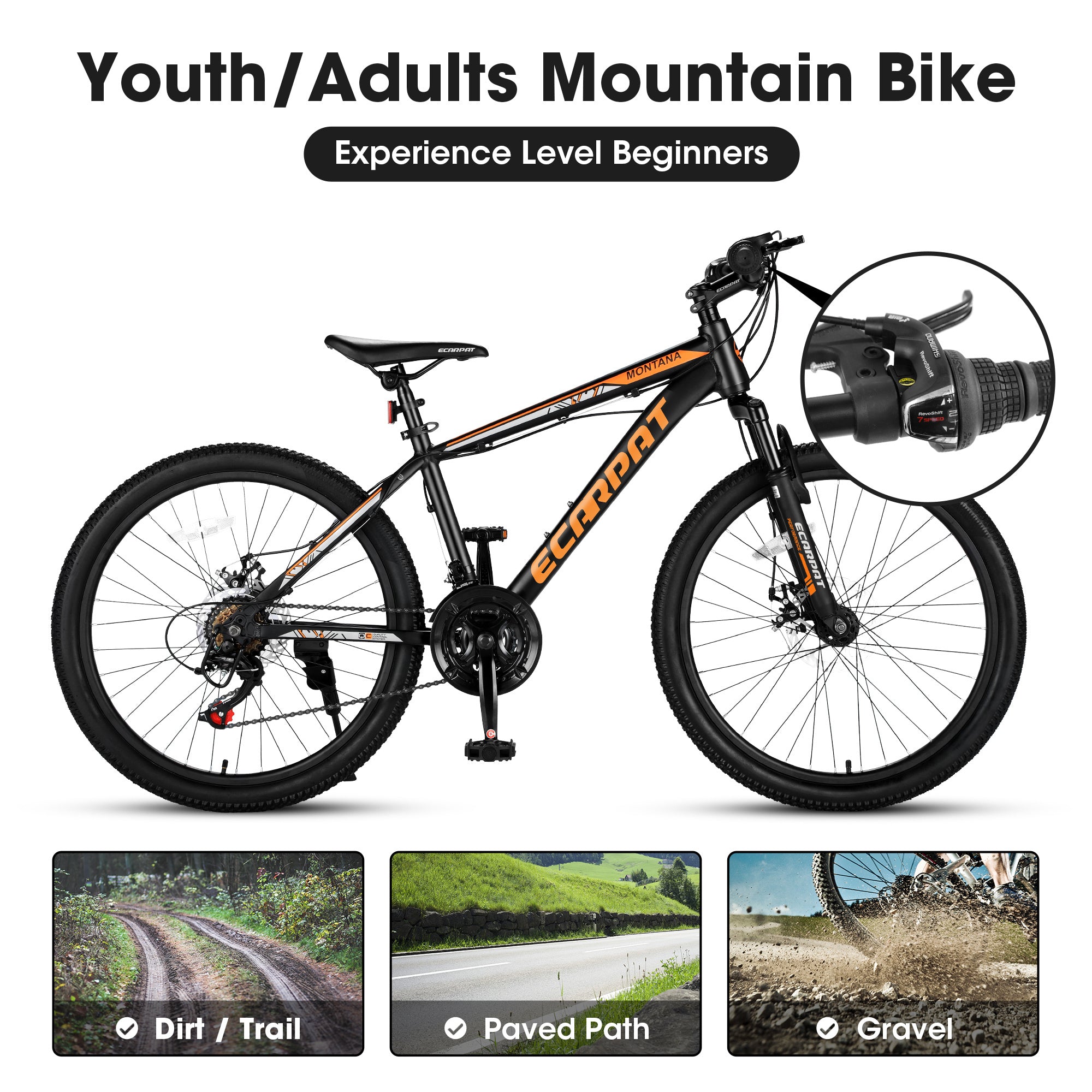 A24299 24 Inch Mountain Bike Bicycle For Adults Aluminium Frame Bike Shimano 21-Speed With Disc Brake - Outdoor Chilling