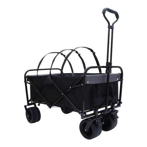 440lbs Collapsible Foldable Wagon Cart With Strapping System ,Beach Wagon Utility Cart Utility Wagon Grocery Cart For Camping Shopping Sports Gardening Fishing Supports 3pcs Plastic Liner Bag - Outdoor Chilling