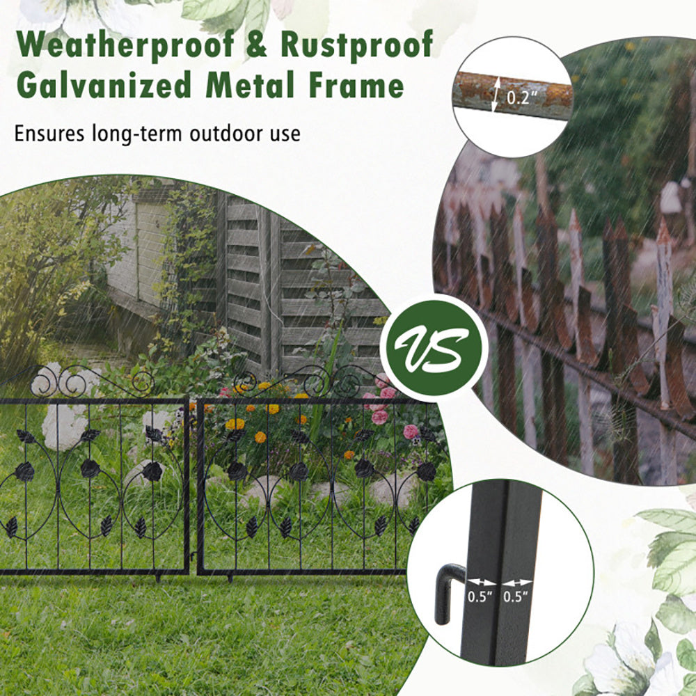 Decorative Garden Fence With 8 Panels Animal Barrier - Outdoor Chilling