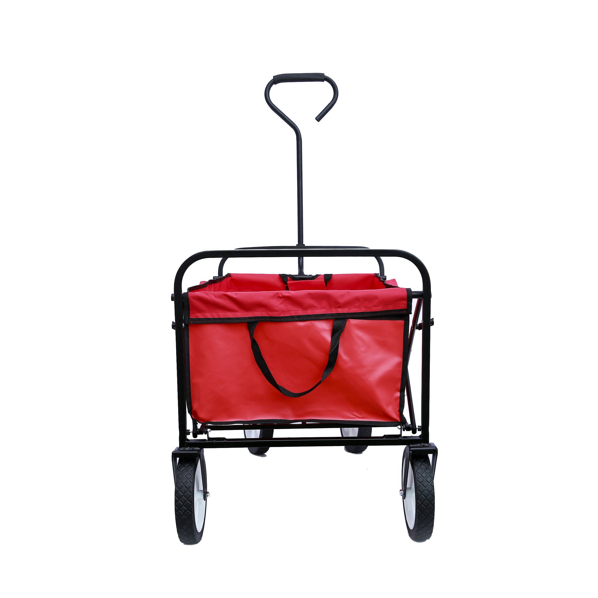 Folding Wagon Garden Shopping Beach Cart Red - Outdoor Chilling