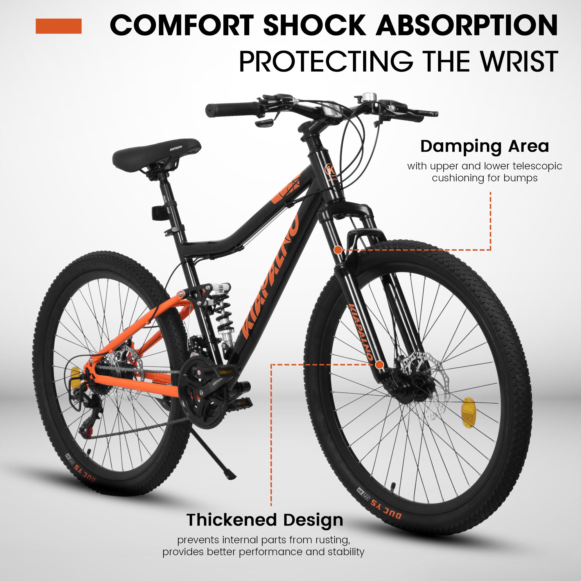 A26336-26 Inch Steel Frame Shock Fork Plus Shock Absorber 21-speed Unisex Mountain Bike - Outdoor Chilling