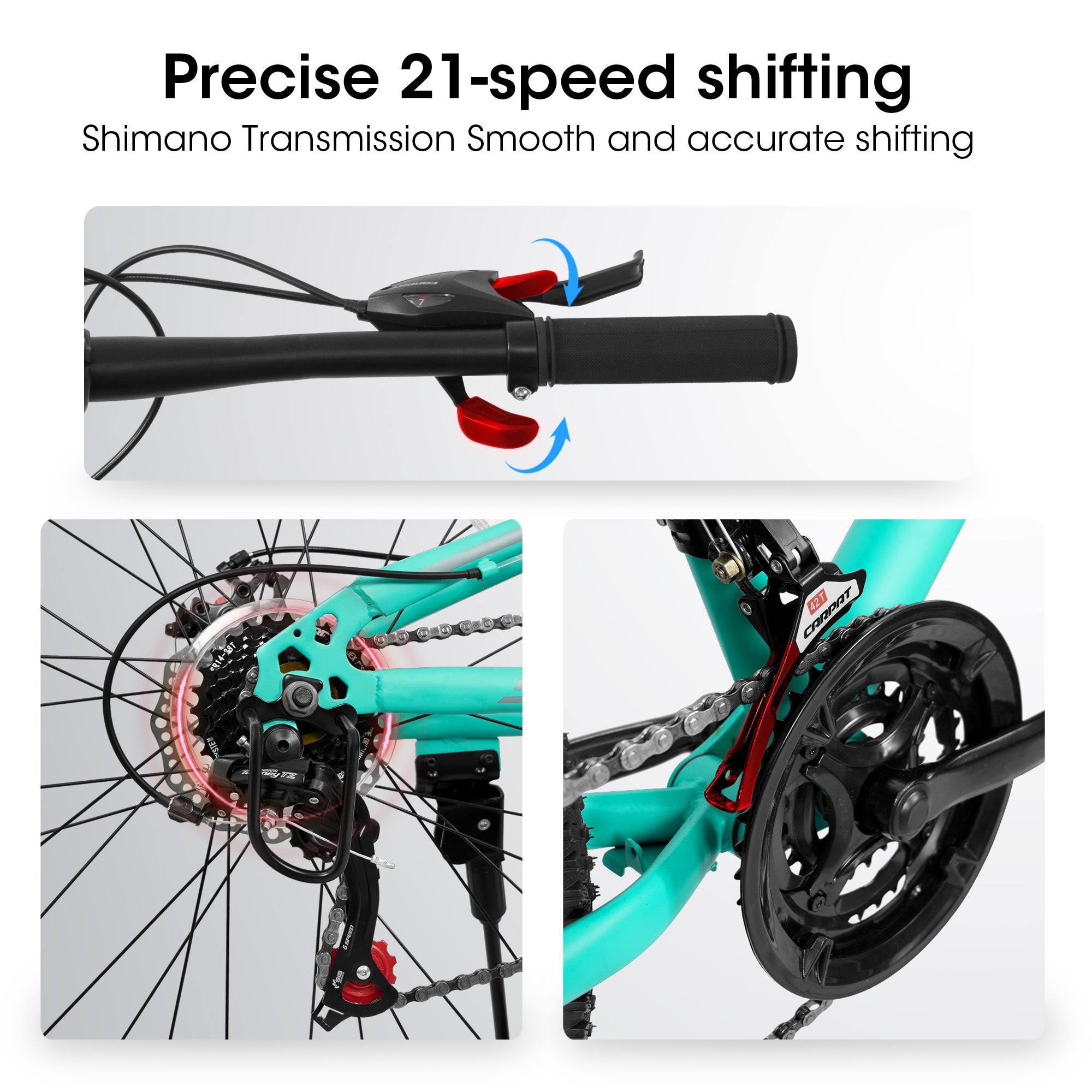 A26207 26 Inch Steel Frame Shock Fork Plus Shock Absorber 21-speed Unisex Mountain Bike - Outdoor Chilling