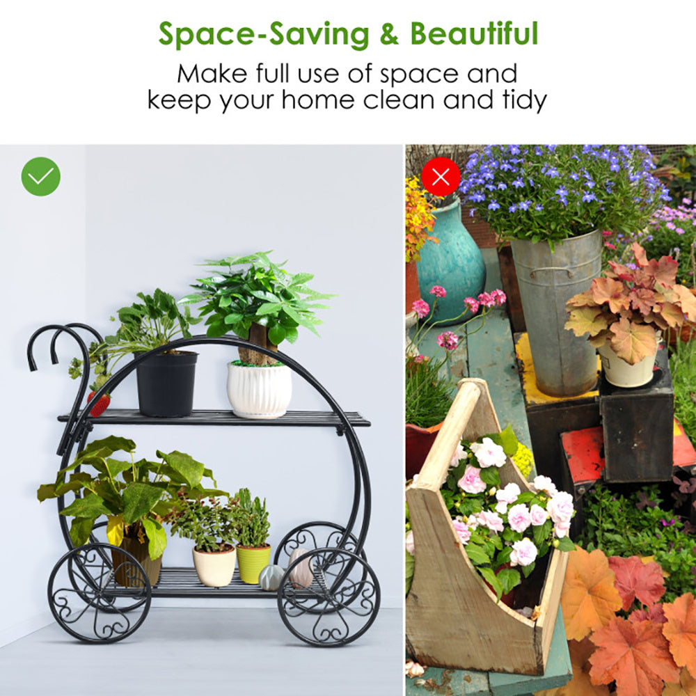 Heavy Duty Metal Flower Cart Plant Stand - Outdoor Chilling