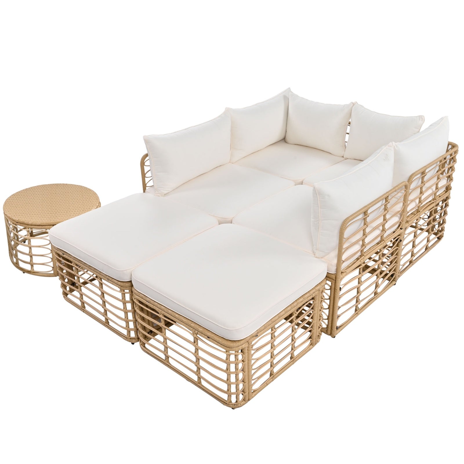 GO 7 Pieces Outdoor Patio Furniture, All-Weather Rattan Sectional Sofa Set With Thick Cushions And P - Outdoor Chilling