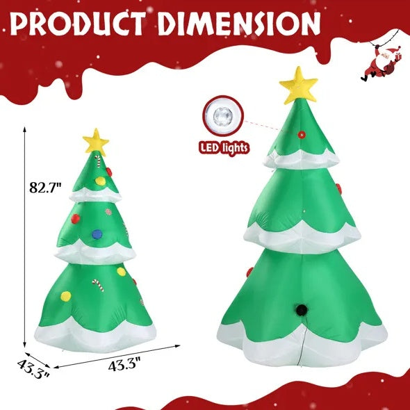 6.9 FT Lighted Christmas Inflatable Decoration, Inflatable Christmas Tree, Blow Up Yard Decorations With Built-in LED Lights For Holiday Party Front Yard Lawn Garden Decor - Outdoor Chilling