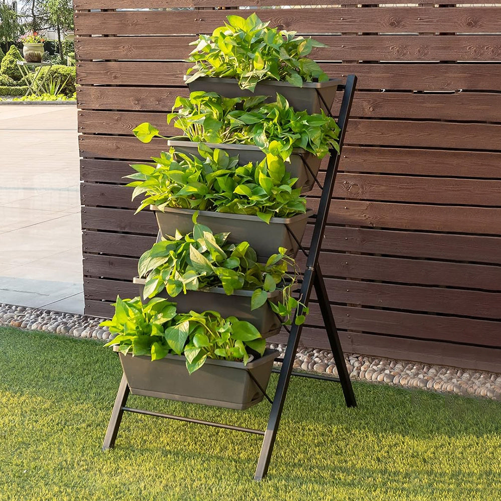 5-Tier Raised Garden Bed With Water Drainage For Flowers Vegetables - Outdoor Chilling