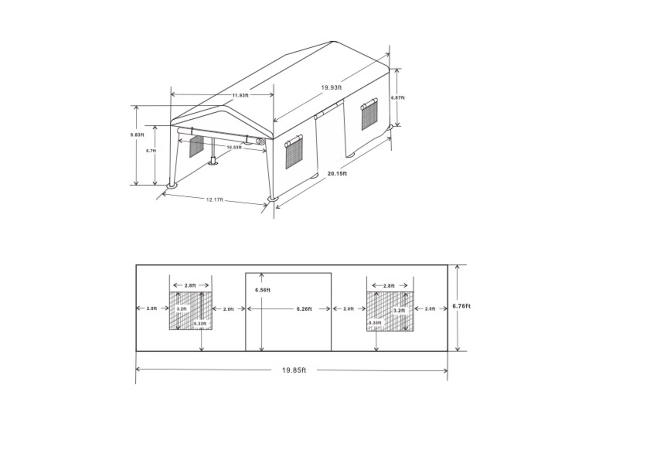10x20ft Gazebo Party Tent Heavy Duty Canopy Carport Outdoor Portable Garage Grey - Outdoor Chilling