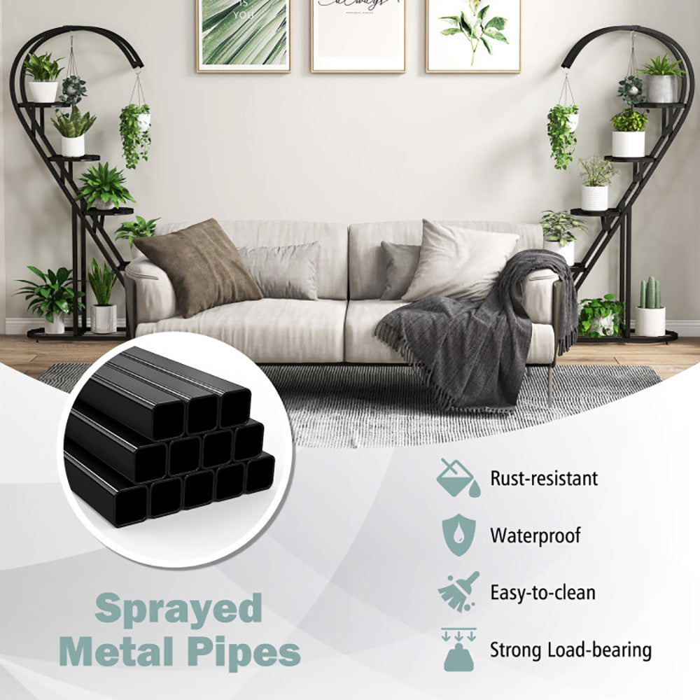 5 Tier Metal Plant Stand With Hanging Hook For Multiple Plants - Outdoor Chilling
