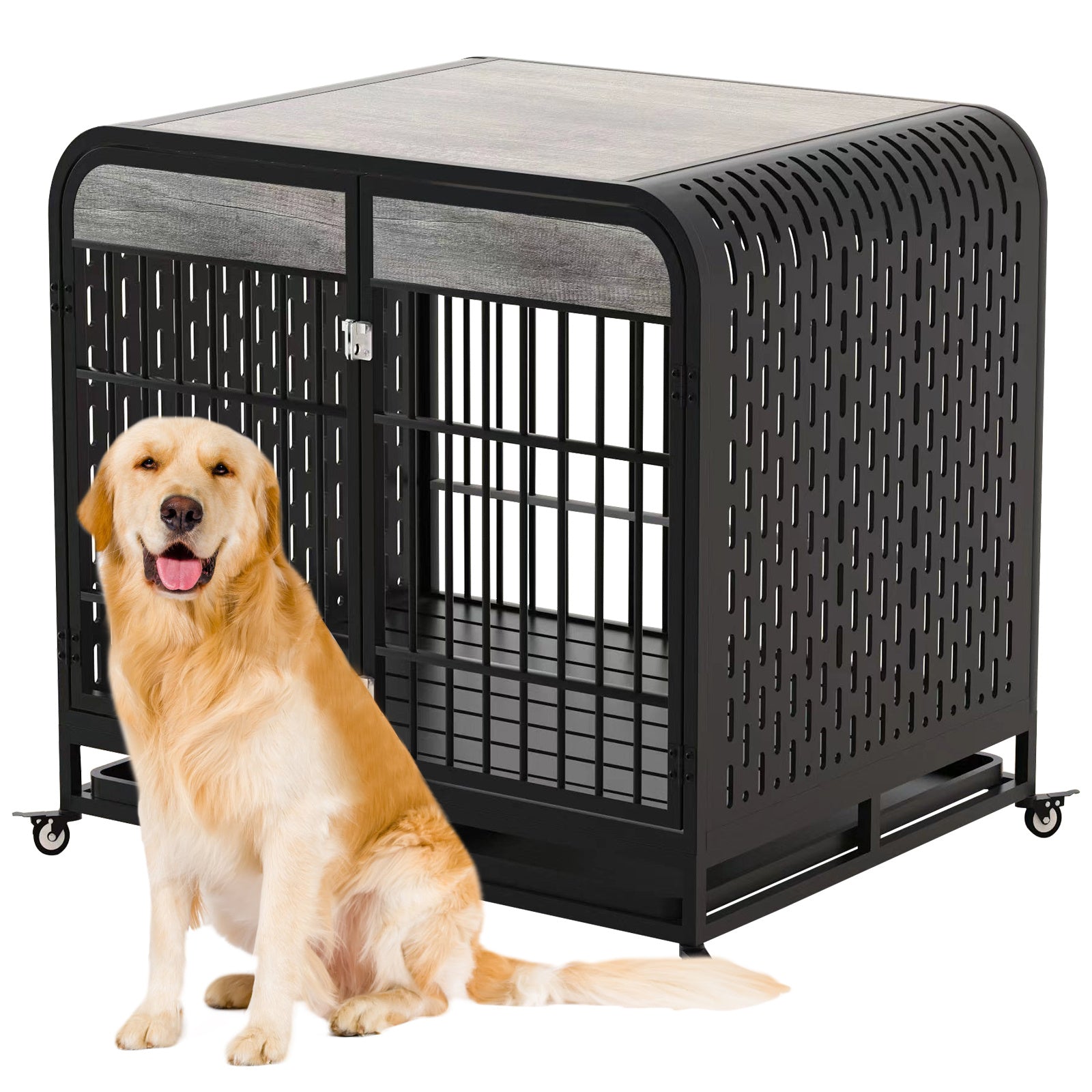 Heavy Duty Dog Crate Furniture Wooden Table 42inch Grey - Outdoor Chilling