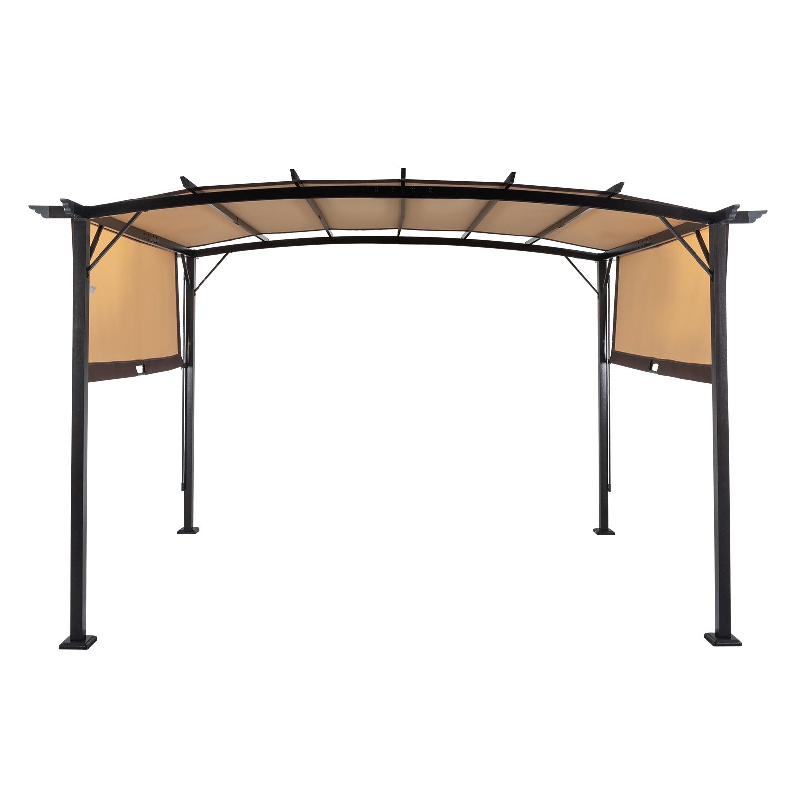350x280x230.5cm Dark Brown Column, Brown Adjustable Shade Cloth, Curved Top, Folding Shed, Aluminum - Outdoor Chilling