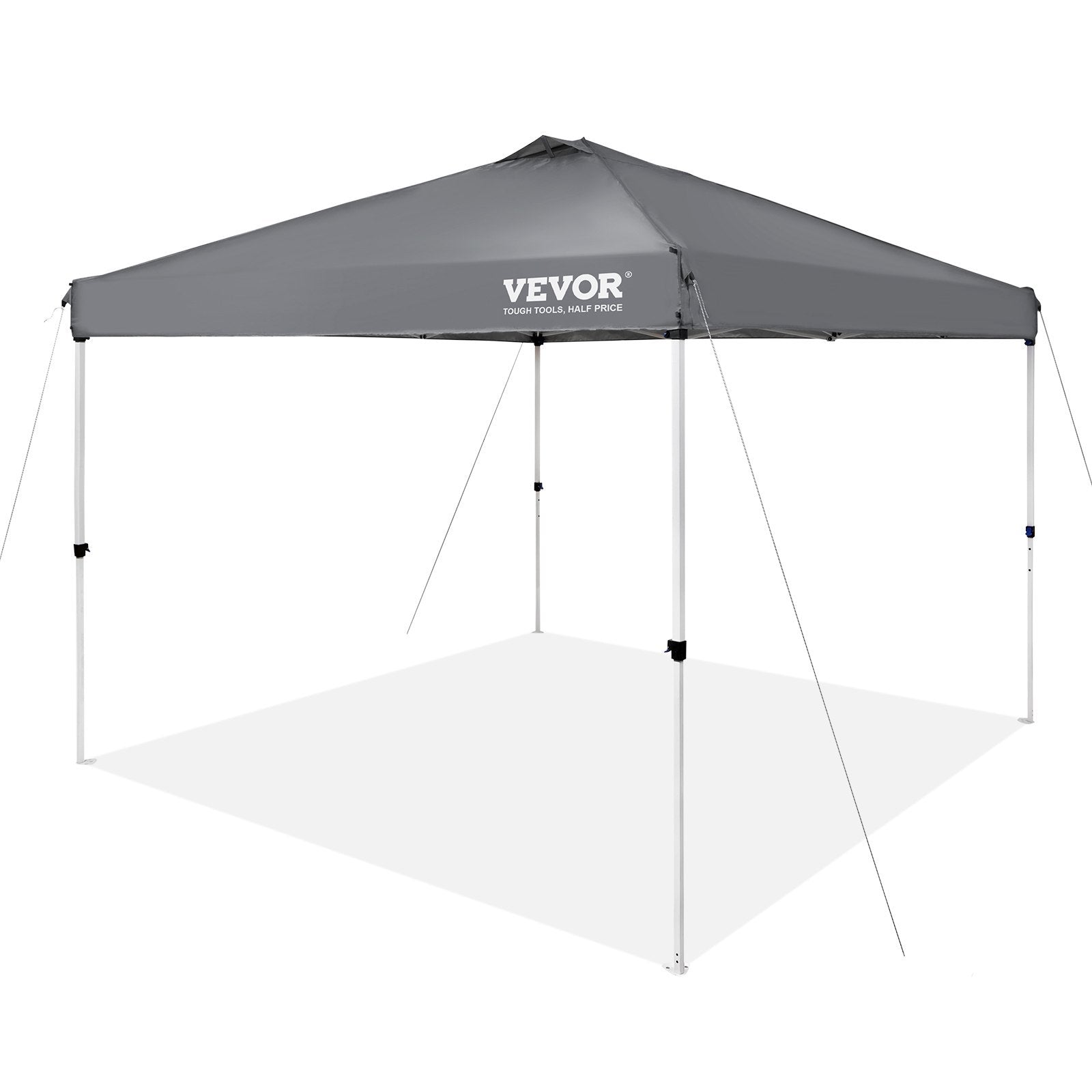 VEVOR Pop Up Canopy Tent, 10 X 10 Ft, 250 D PU Silver Coated Tarp, With Portable Roller Bag And 4 Sandbags, Waterproof And Sun Shelter Gazebo For Outdoor Party, Camping, Commercial Events, Dark Gray - Outdoor Chilling