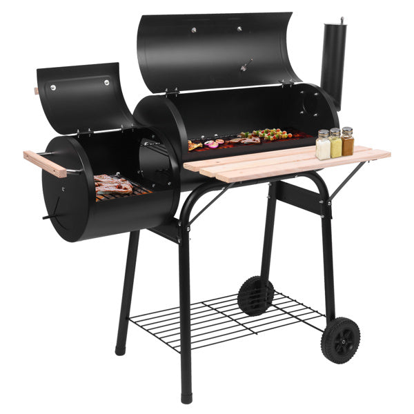 Black Wood/Charcoal Smoker/Grill - Outdoor Chilling