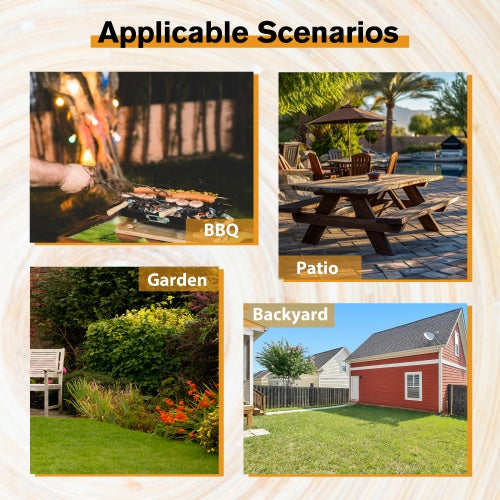 8 Person Brown Wooden Picnic Table, Outdoor Camping Dining Table With 2 Seats, Garden, DIY With 2 Built-in Benches, 2220lb Capacity - Outdoor Chilling