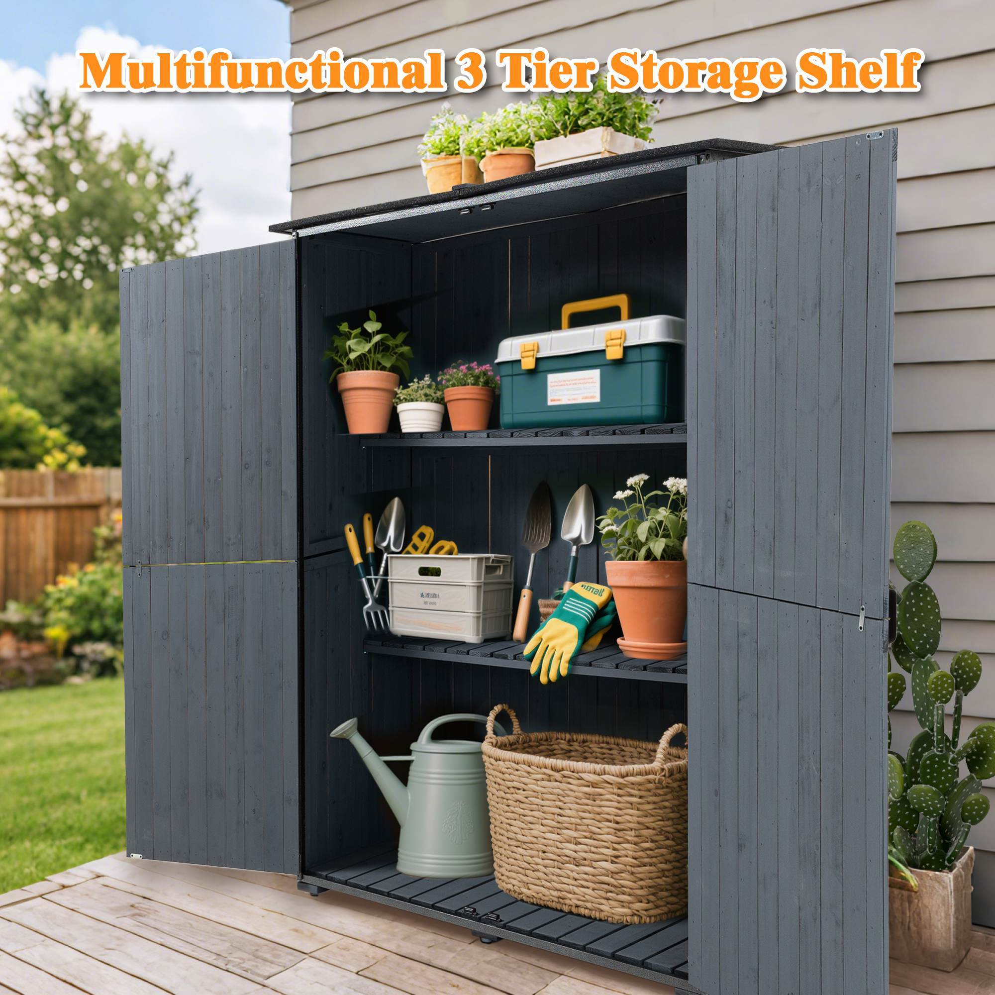 The Storage Shed Is Made Of A Sturdy Metal Frame And Durable Fir Wood, Which Is Sturdy And Durable. The Entire Frame Is Weather-resistant, Making It An Ideal Choice For Your Outdoor Living Space.