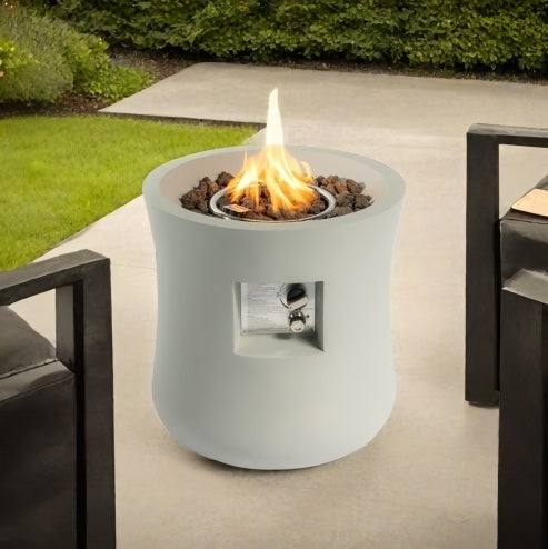 Outdoor Propane Fire Pit Table,Compact Streamlined Modern 20-inch,Round Graphite Base With Waterproof Cover,Free Lava Rocks - Outdoor Chilling