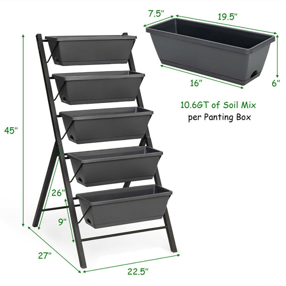 5-Tier Raised Garden Bed With Water Drainage For Flowers Vegetables - Outdoor Chilling