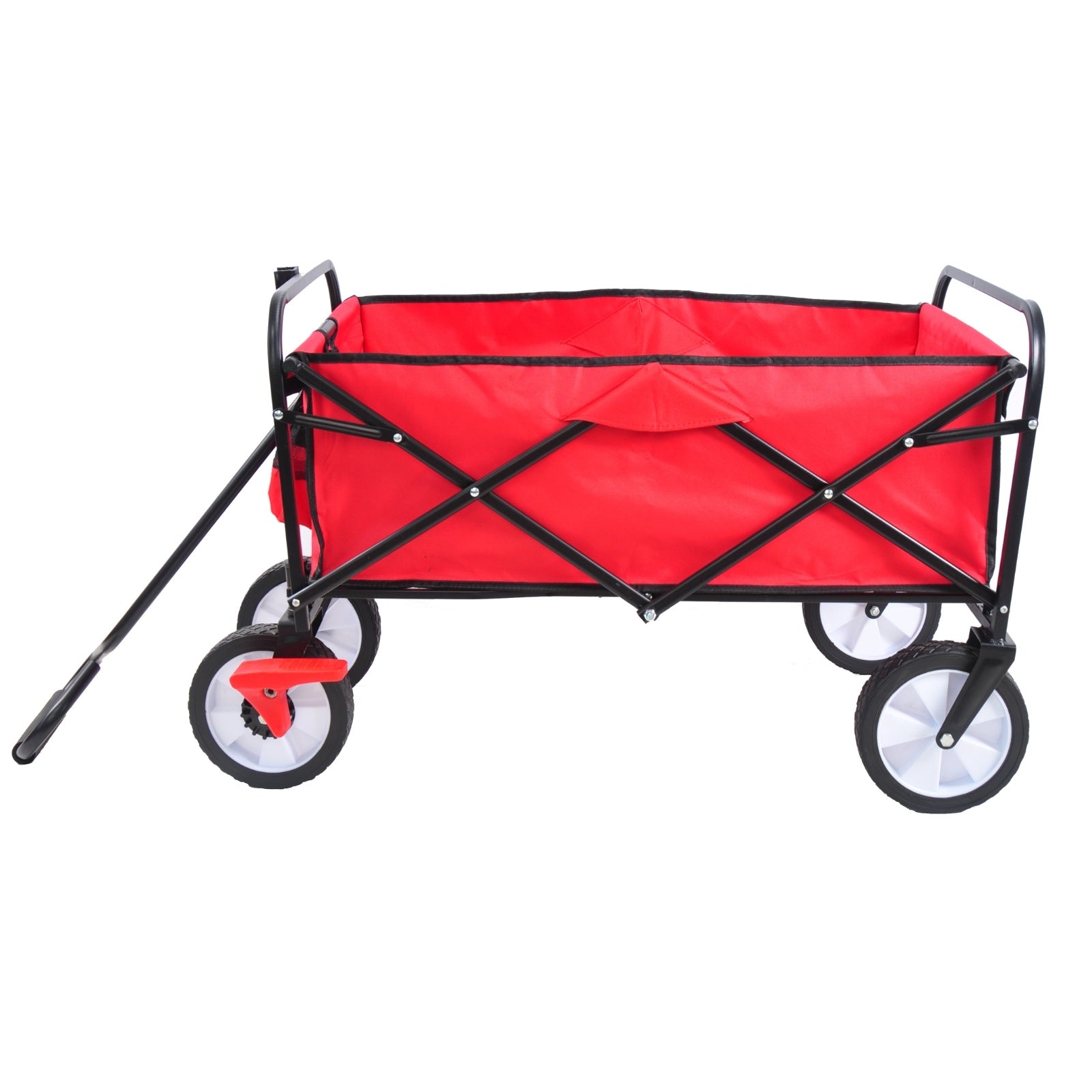 Folding Wagon Garden Shopping Beach Cart Red