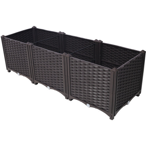 Deep Raised Garden Bed Plastic Planter Boxes For Vegetables Flowers Herbs And Succulents,Self-Watering Planter Box Raised Bed To Grow Flowers, Herbs & Vegetables, 47.2 L X 15.7 D X 14.7 H