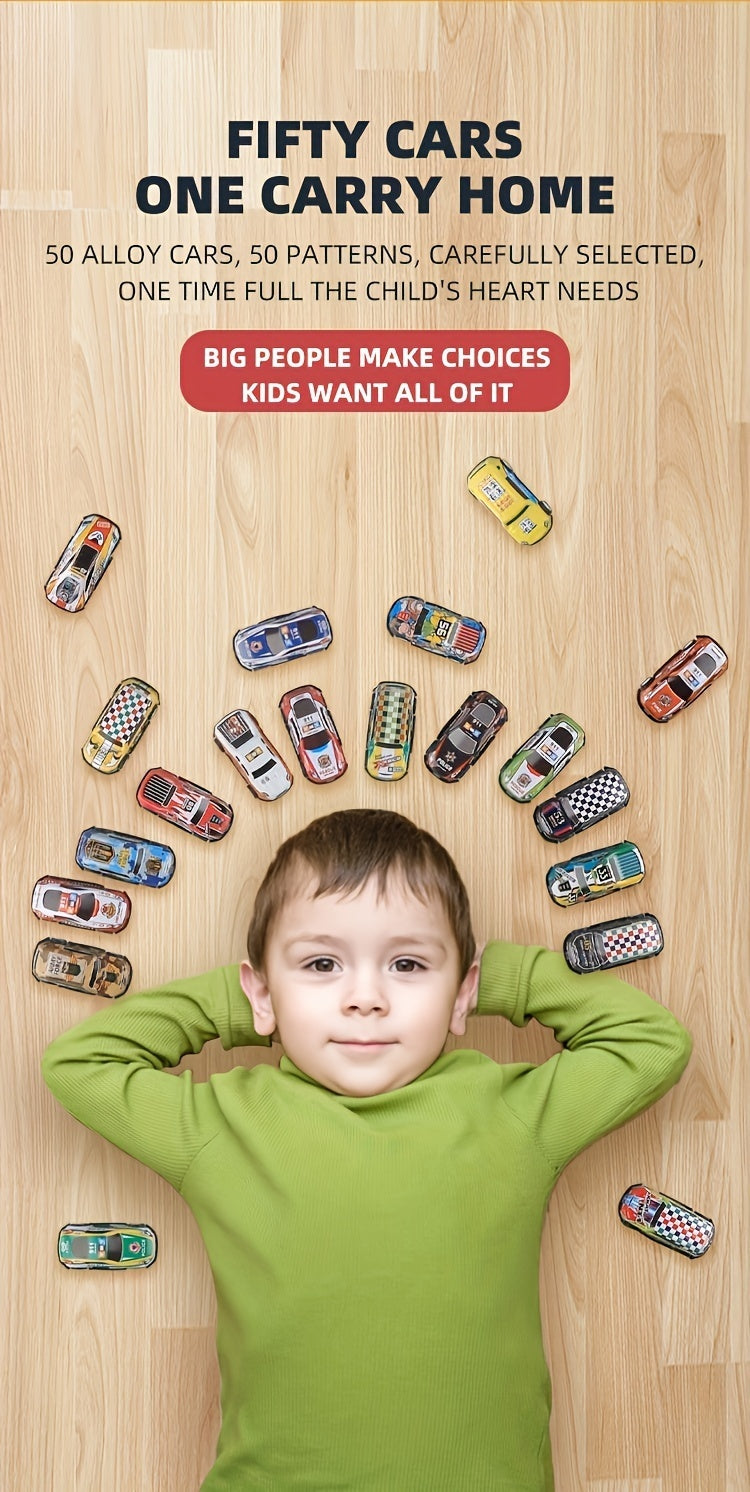 A 50-piece Alloy Toy Car Set With A Storage Box And A Foldable Play Mat, As Well As A Wide Variety Of Combinations, Perfect As An Educational And Entertaining Gift For Children Aged 3 And Up - Outdoor Chilling
